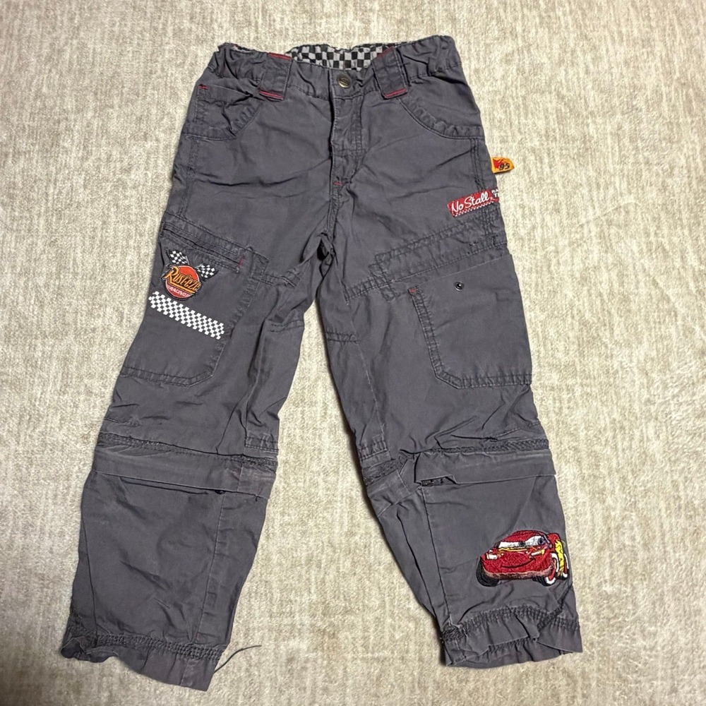 Vintage Disney Pixar Cars Lightning McQueen Gray Cargo Pants Toddler Boys 6/7‎